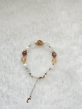Natural Golden Rutilated Quartz Adjustable Bracelet